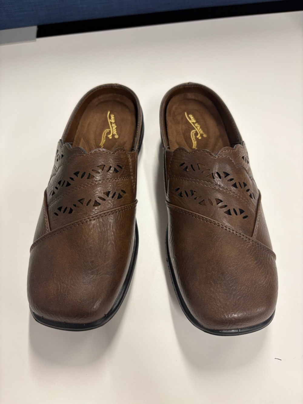easy street Brown Women's Slip-On Loafers with Laser-Cut Detail